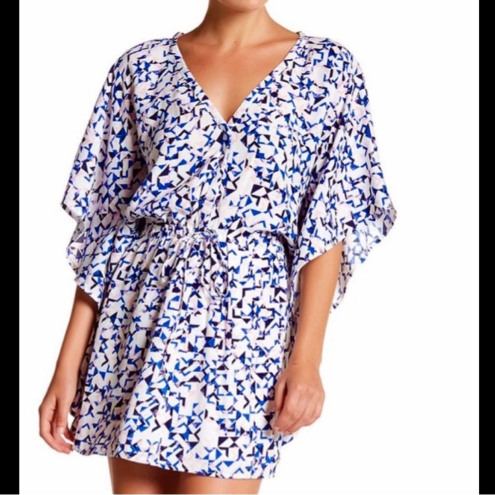 Cupcakes & Cashmere Abstract Blue and White Mini Dress